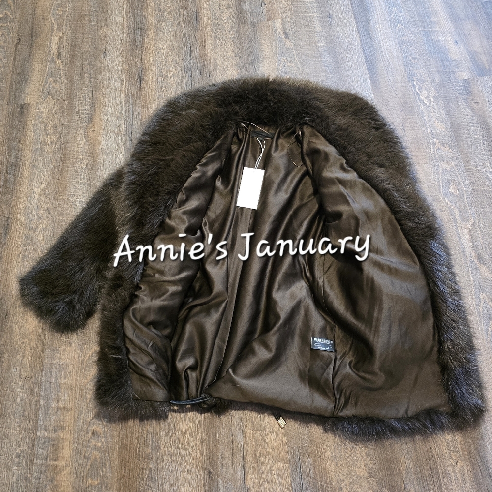 ZARA Women's Faux Fur Coat with Belt(Brown, US XS, S, M,L/EUR XS, S, M, L) - Picture 14 of 15